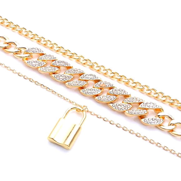 Iced Out Cuban CZ Layered Choker w 🔐 Lock - Picture 5 of 8